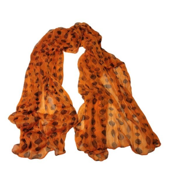 Orange All Season Lightweight Crinkle Rectangular Scarf - Picture 1 of 6